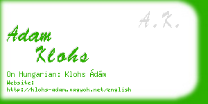 adam klohs business card